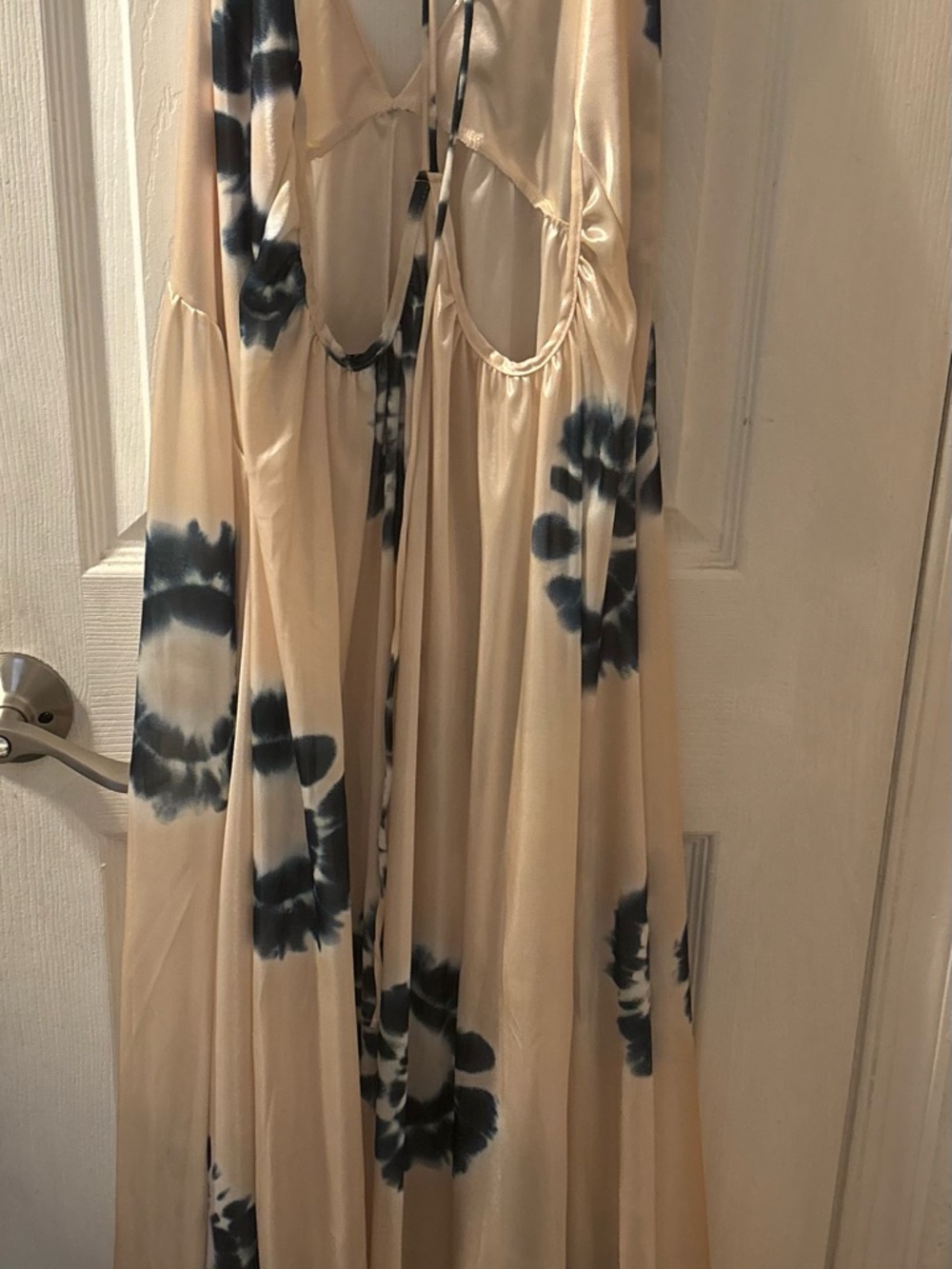 Boho Tie-Dye Maxi Dress in Cream and Navy - Picture 6 of 8